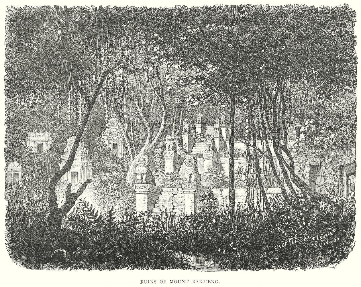 Ruinerne af Mount Bakheng (gravering) af English School