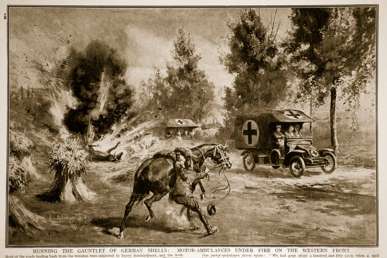 Running the Gauntlet of German Shells: Motorambulancer under beskydning på vestfronten, 1914-19 af English School