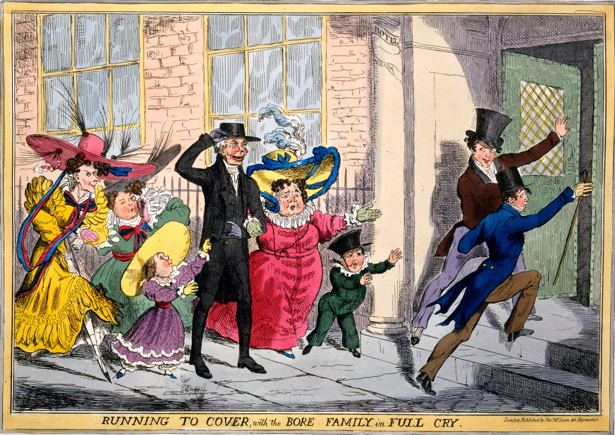 Running to cover with the Bore Family in Full Cry, ca. 1830 (håndfarvet gravering) af English School