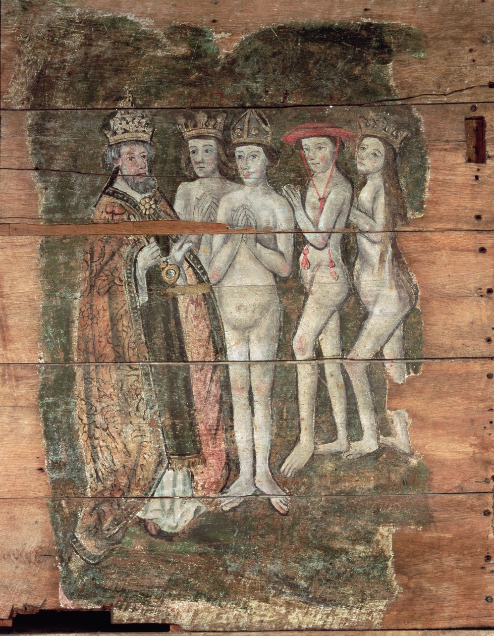 Sankt Peter modtager adelen fra Wenhaston Doom, ca. 1500-20 (malet træ) af English School