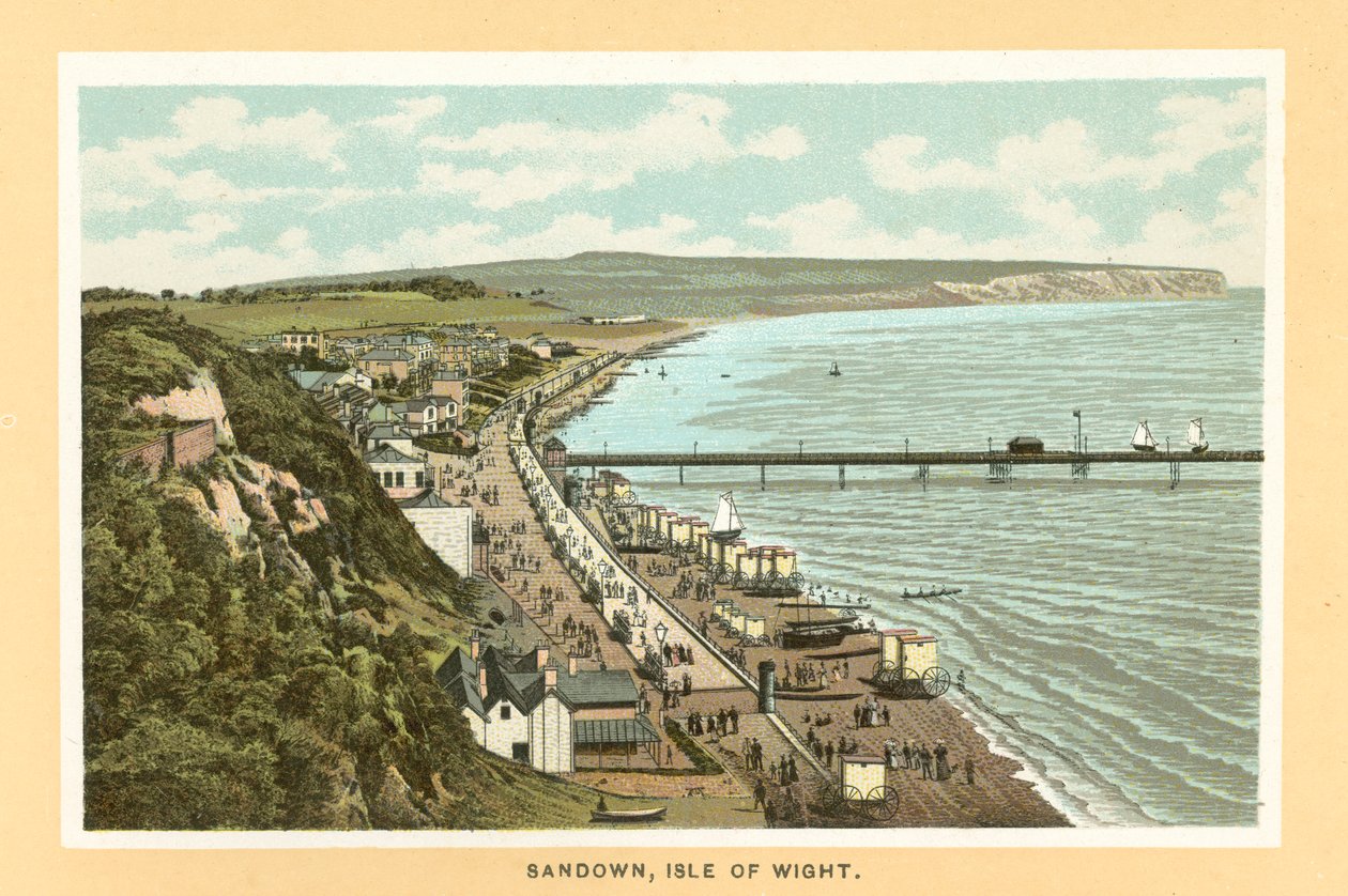 Sandown, Isle of Wight (farvelitografi) af English School