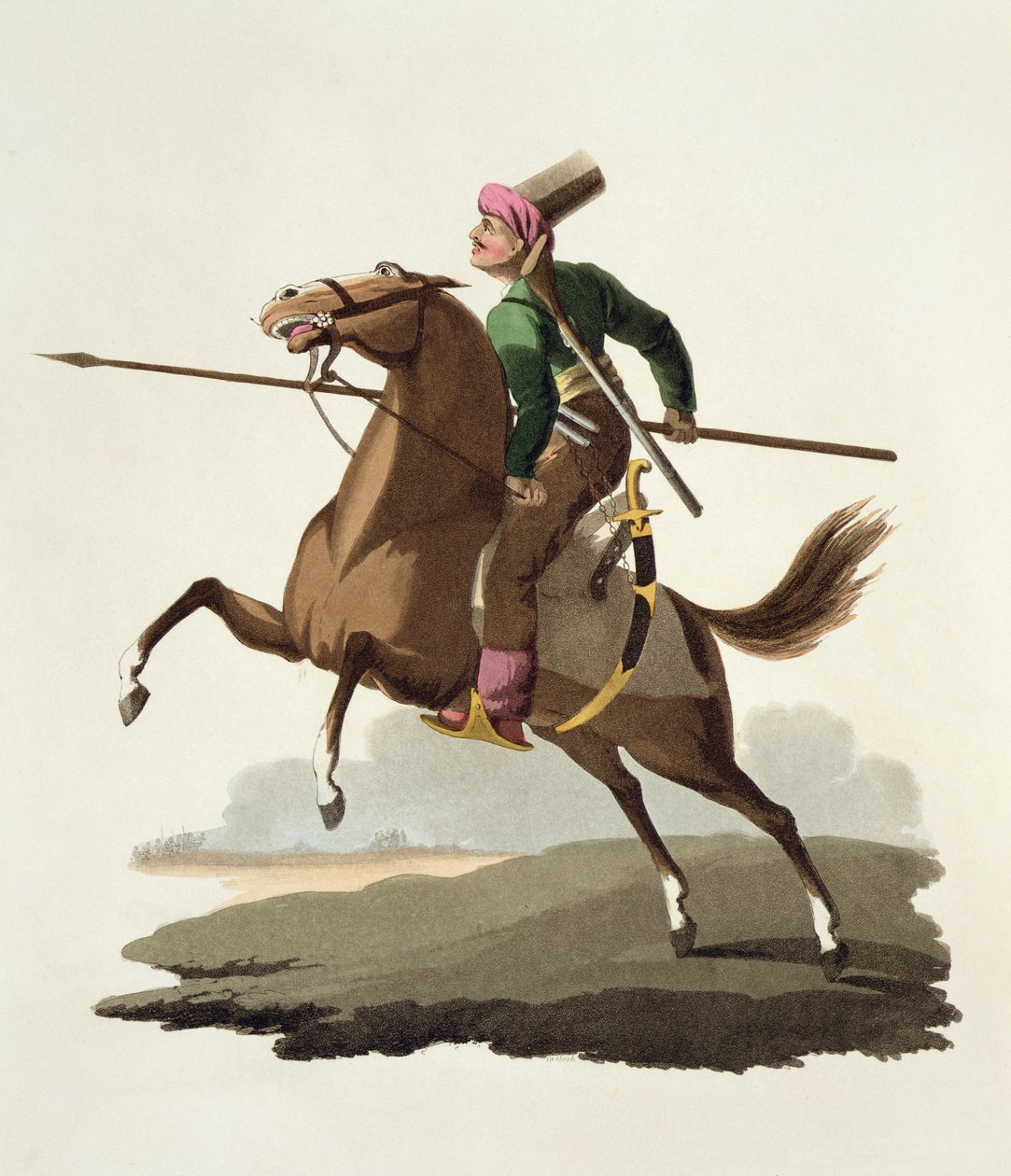 Saphir, fra Costumes of the Various Nations, bind VII, The Military Costume of Turkey, af Thomas MacLean, udgivet ca. 1800-18 (håndfarvet akvatint) af English School