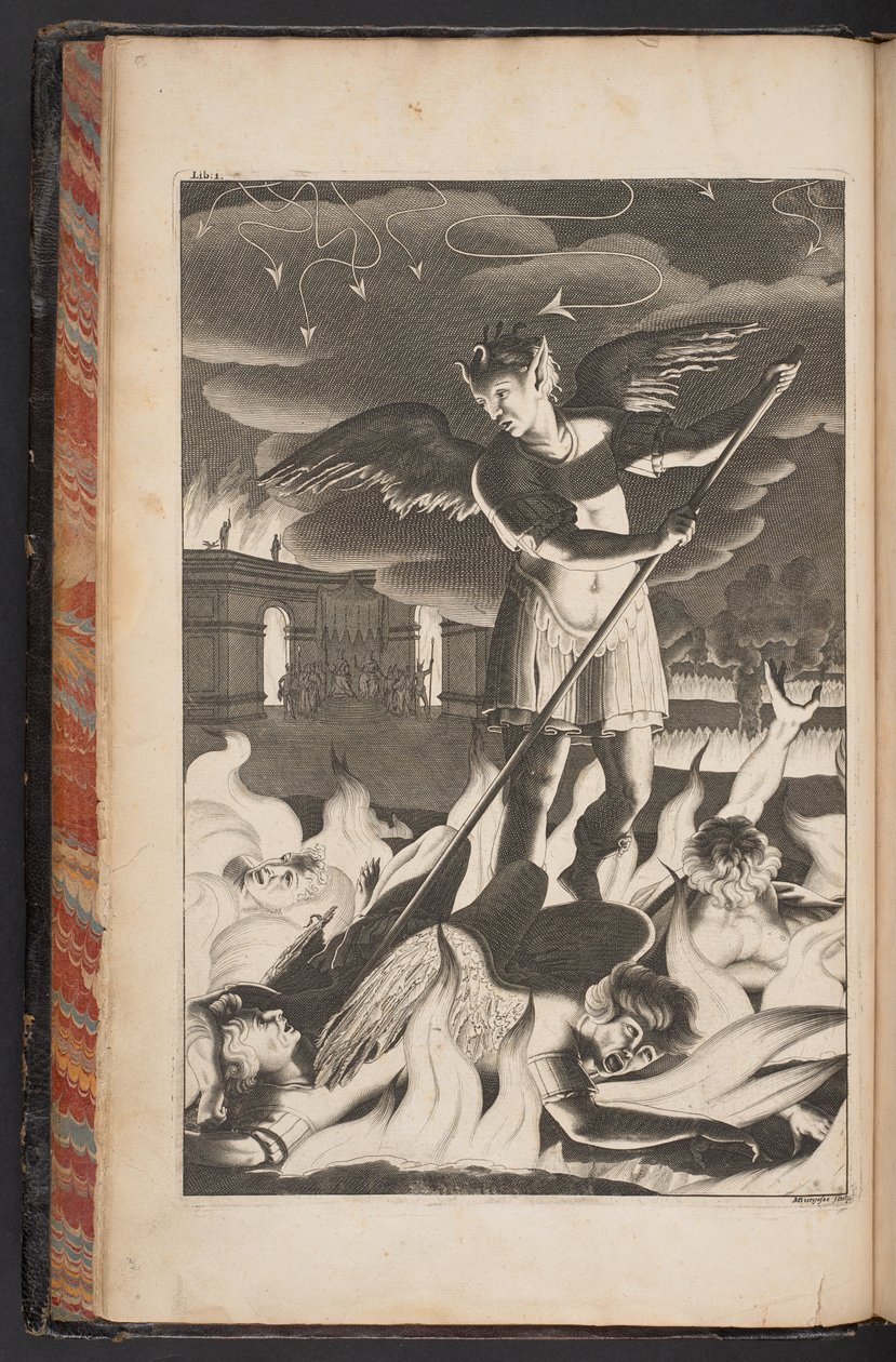 Satan fra Paradise Lost af John Milton af English School