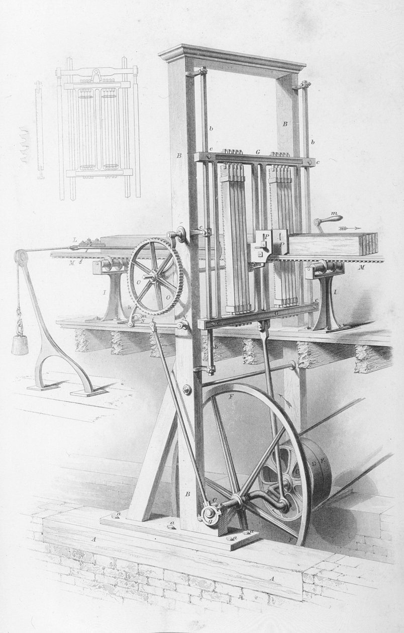 Saw in Saw Mill fra Cyclopaedia of Useful Arts & Manufactures, redigeret af Charles Tomlinson, ca. 1880