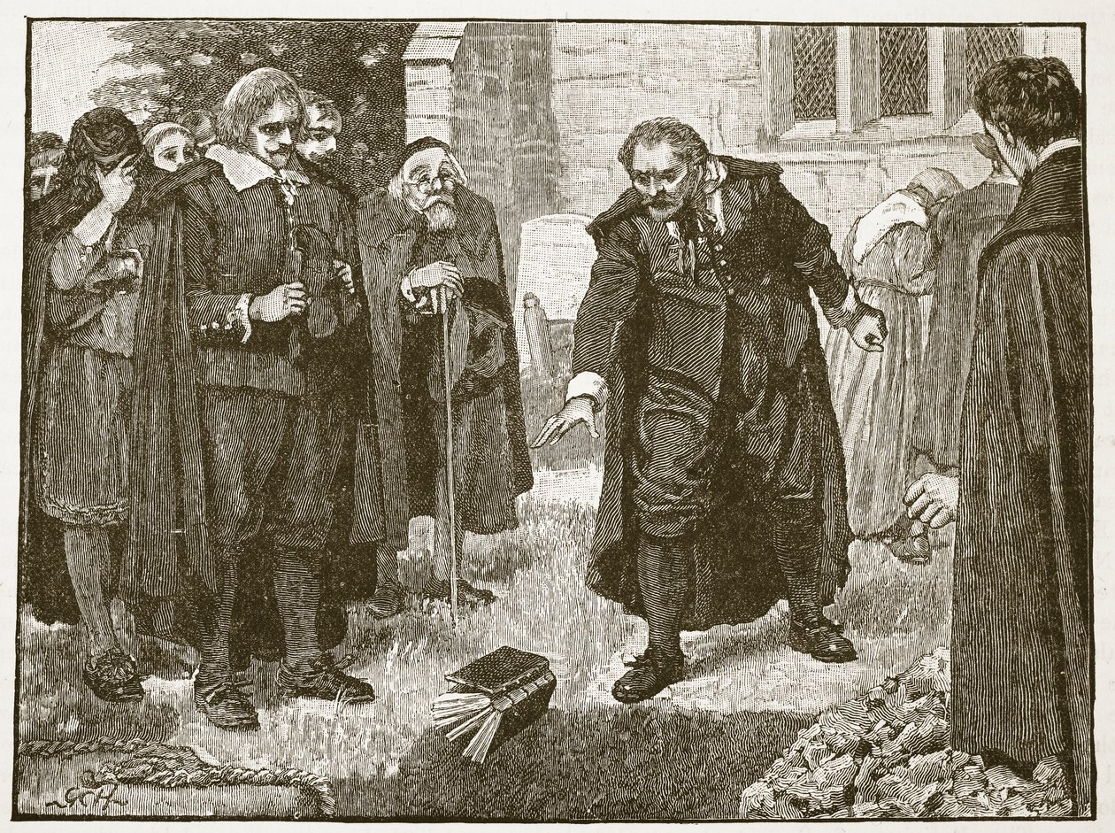 Scene ved begravelsen af Chillingworth, illustration fra Cassells Illustrated History of England (sepiafoto) af English School