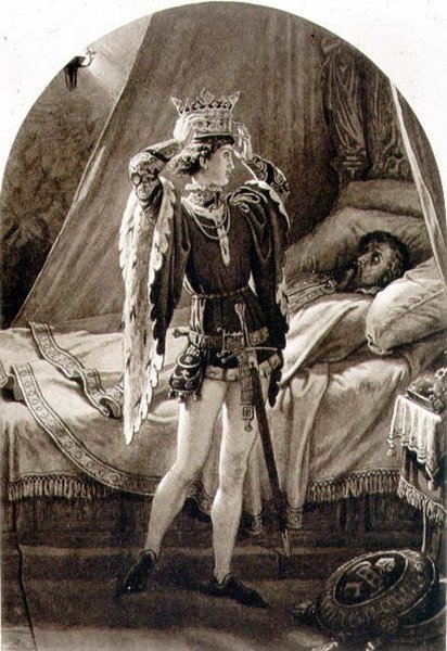 Scene fra Henry IV (Del I) Akt IV, Scene 2 af William Shakespeare (1564-1616) (gravering) af English School