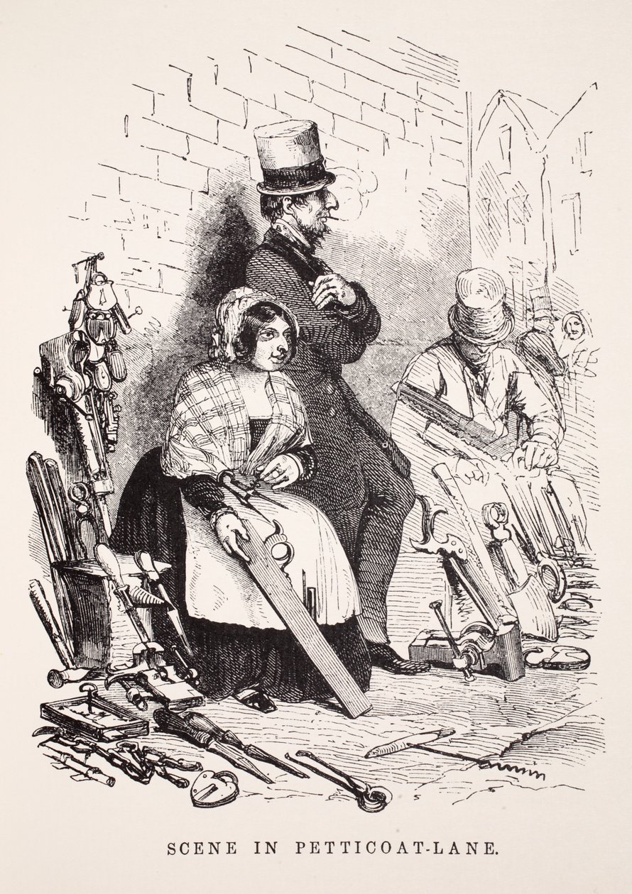 Scene i Petticoat-Lane, illustration fra London Labor og London Poor af Henry Mayhew, pub. 1862 af English School