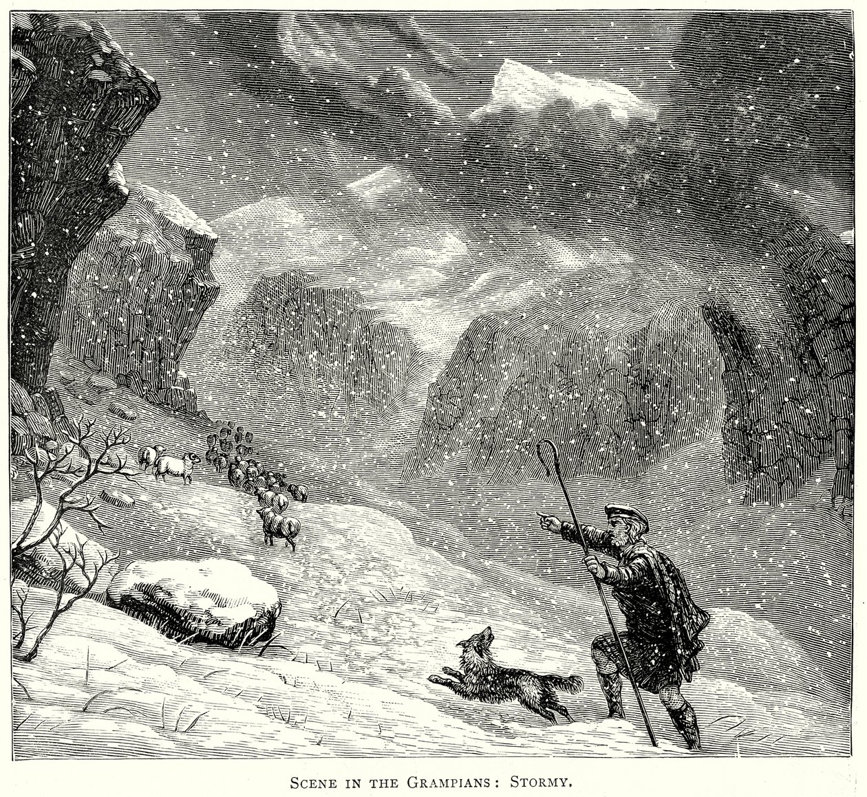 Scene i Grampians: Stormy (kobberstik) af English School