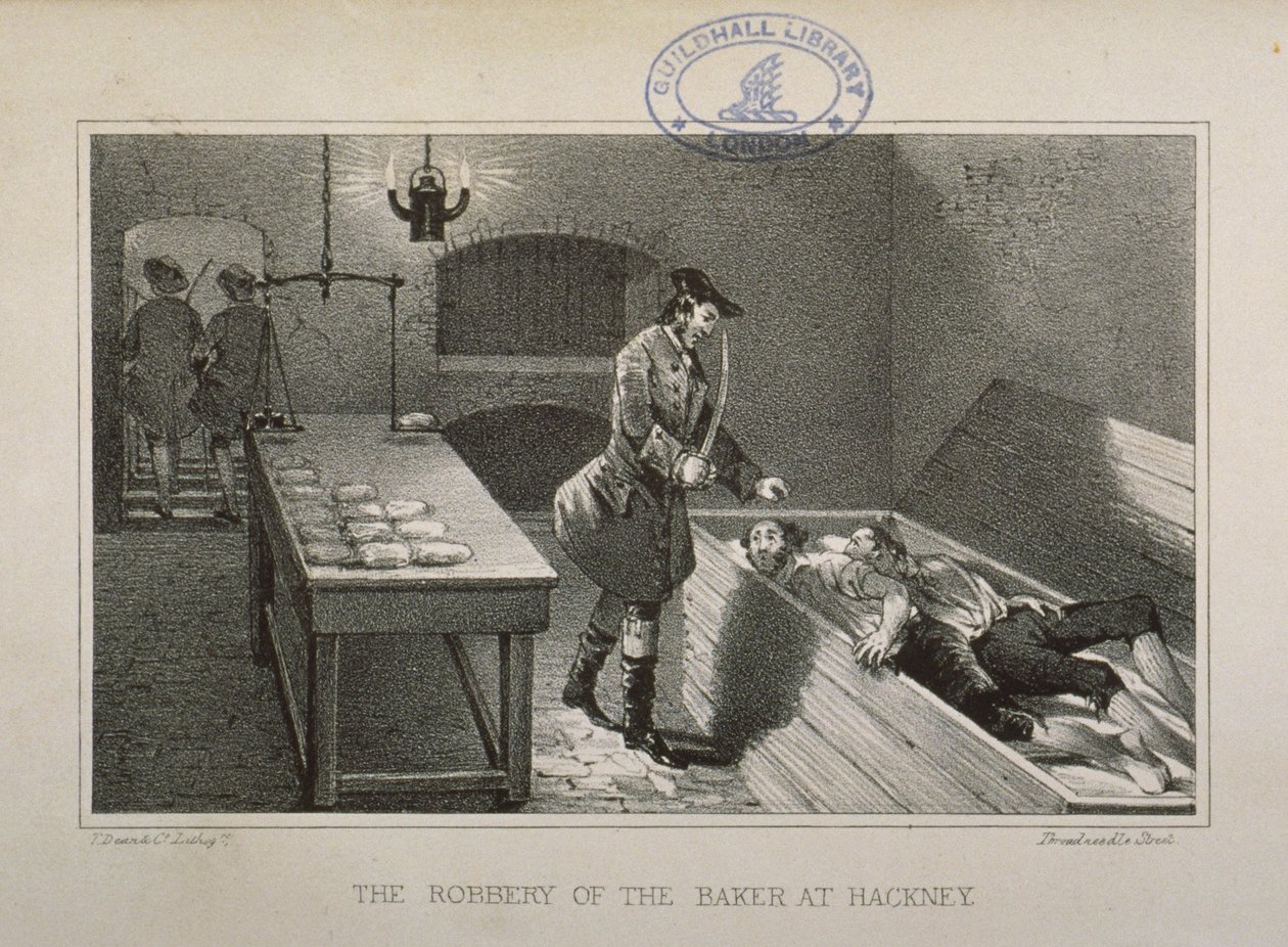 Scene for røveriet af en Hackney Baker, ca. 1730 af English School
