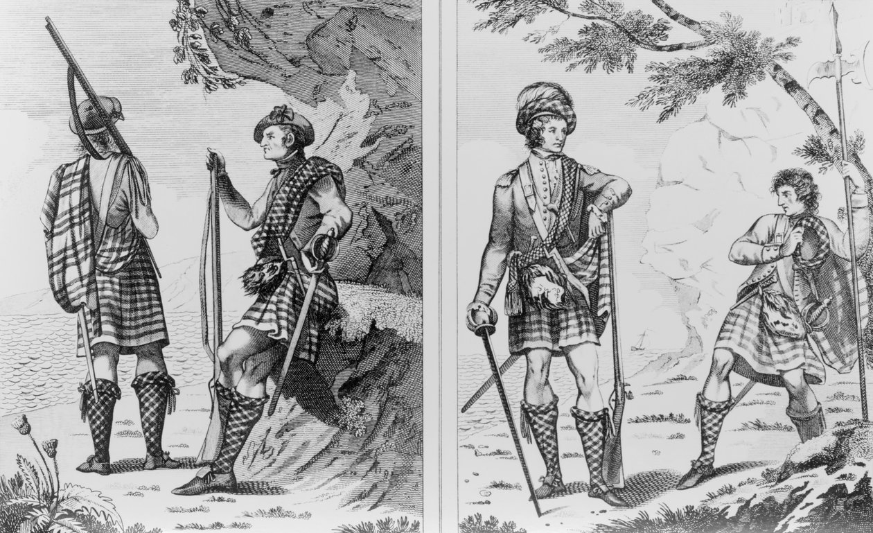 Scottish Soldiers of the Highlands og en højlandsofficer og serjeant af English School