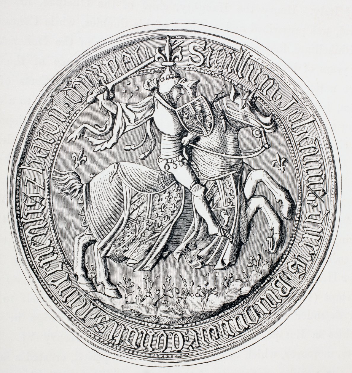 Segl af Jean II, hertug af Bourgogne, greve af Nevers og baron af Donzy, ca. 1880 af English School