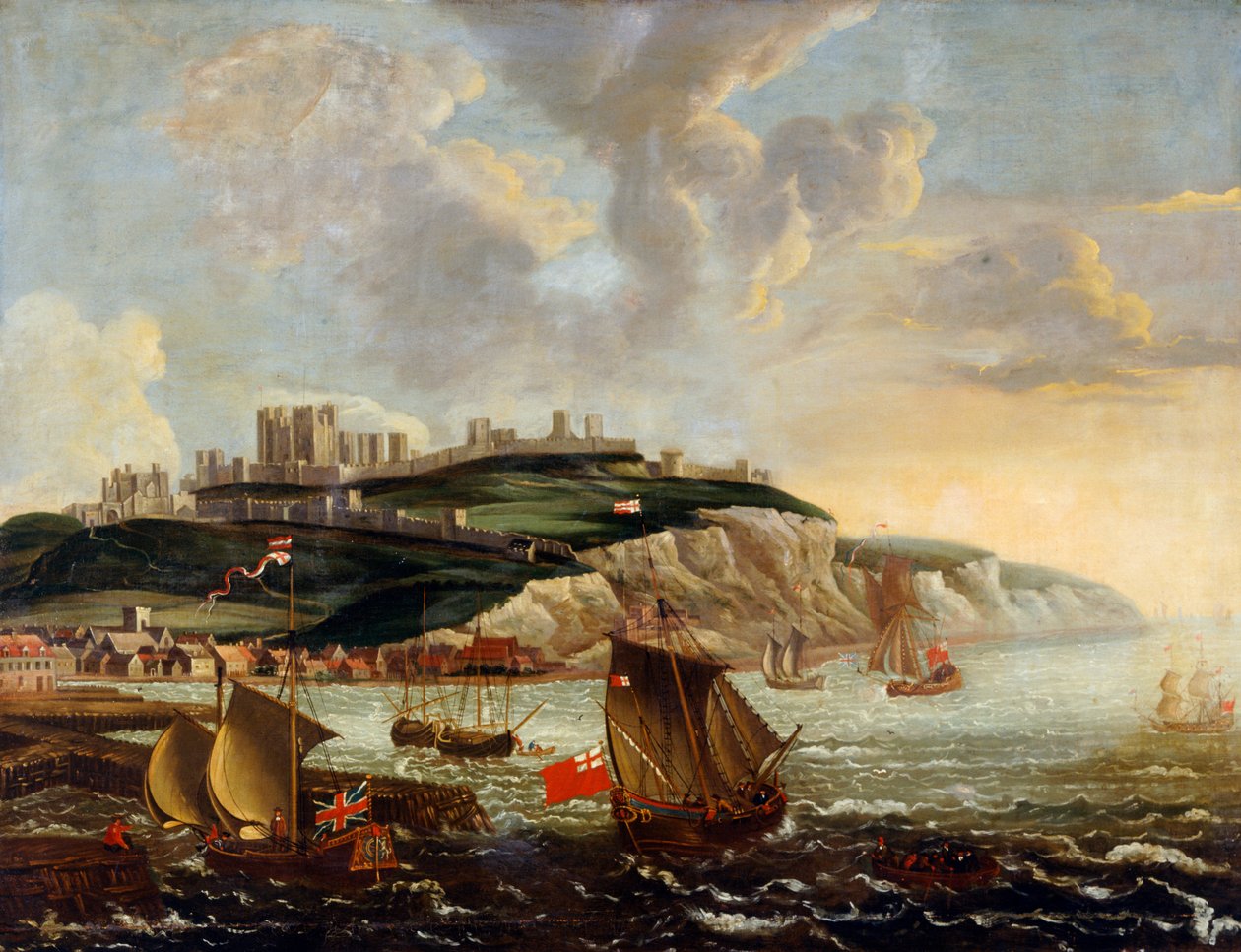 Havlandskab med Dover Castle (olie på lærred) af English School