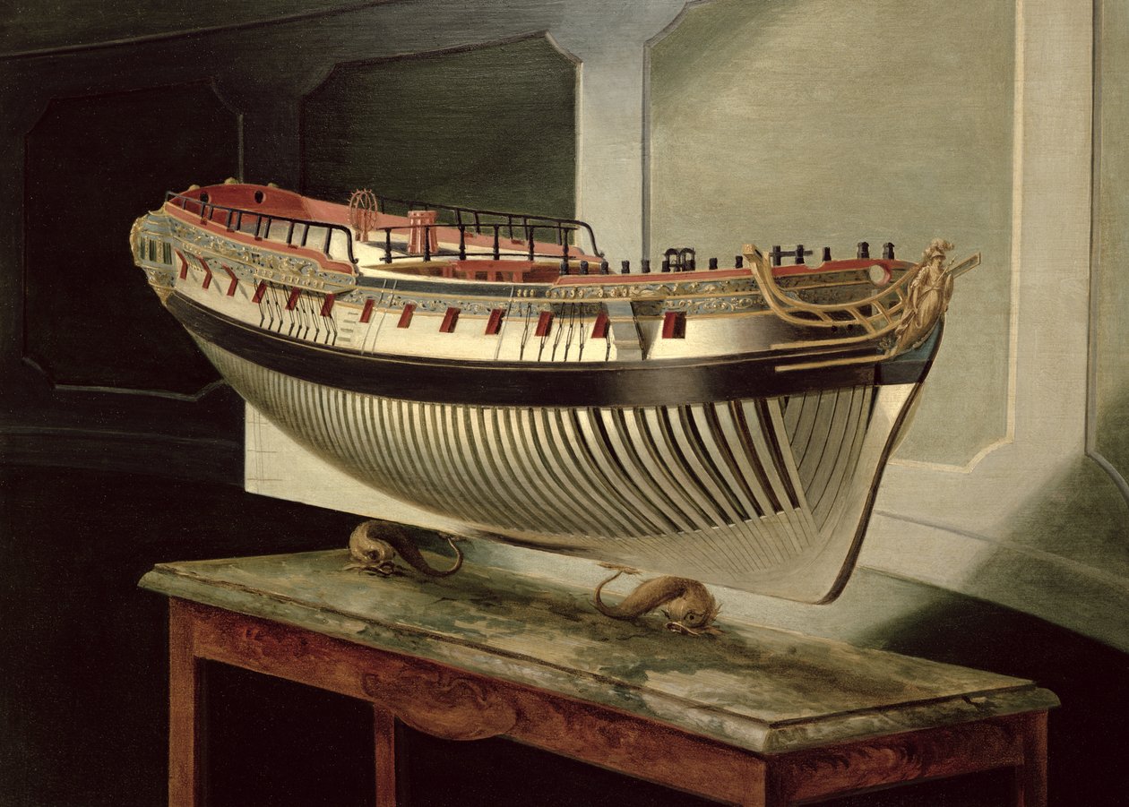 Skibsportræt, af en 36- eller 38-kanons fregat, ca. 1775 af English School