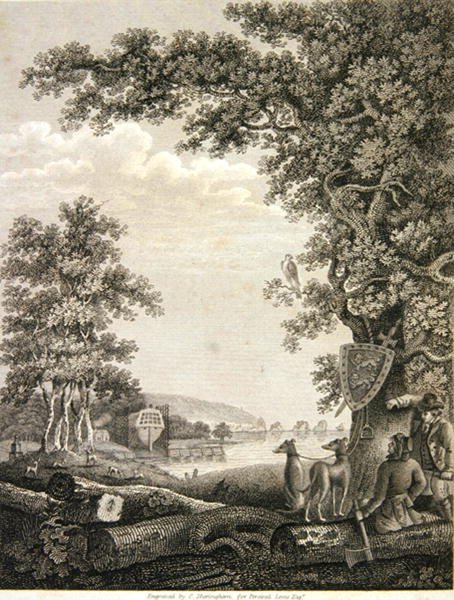 Skibsbyggere i New Forest, graveret af C.Sheringham for Percival Lewis (gravering) af English School