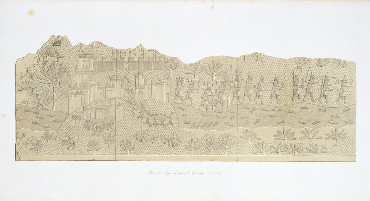 Siege and Plunder of a City, Koujunjik, plade 40 fra Nineveh and its Remains af Austen Henry Layard (1817-94) udgivet 1849 af English School