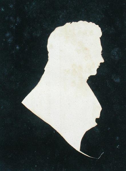 Silhuet af Michael Faraday (1800-79) fra hans egen scrapbog af English School