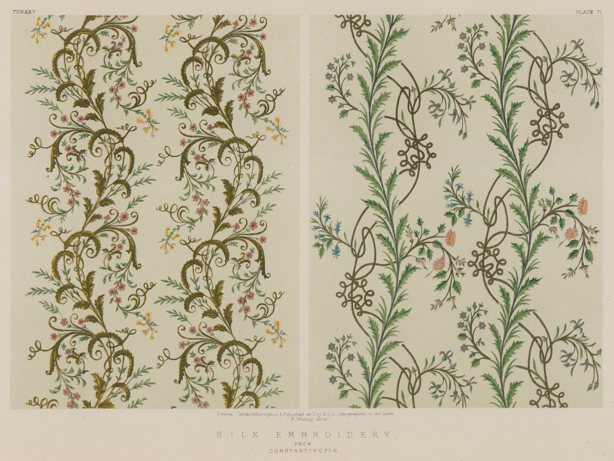 Silkebroderi fra Konstantinopel (chromolitho) af English School