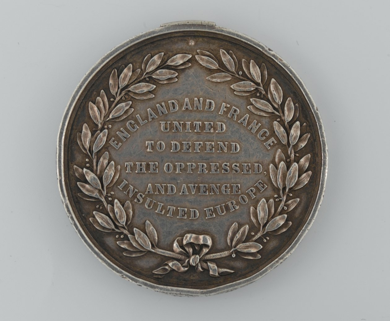 Sølv Patriotic Fund-medalje til minde om alliancen mellem England og Frankrig 1854, uddelt af borgmesteren i Dover, 1855 af English School