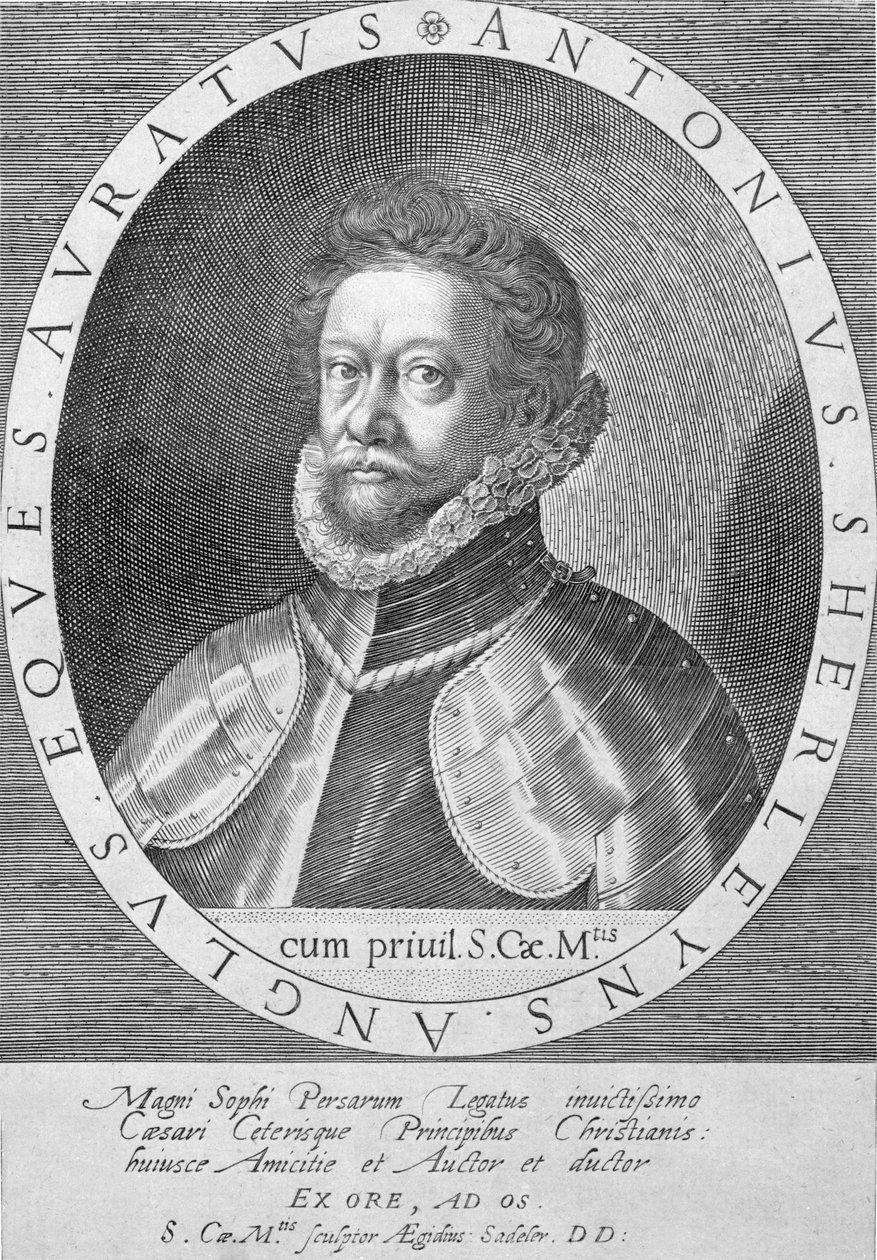 Sir Anthony Sherley (gravering) af English School