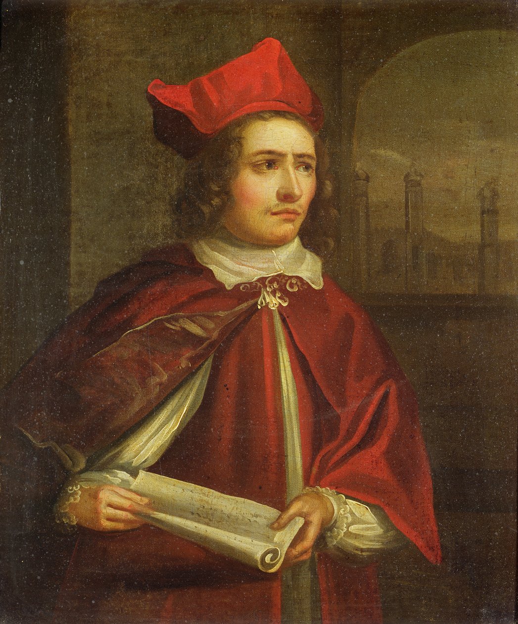 Sir Augustus Harris (1851-96) som kardinal Wolsey af English School