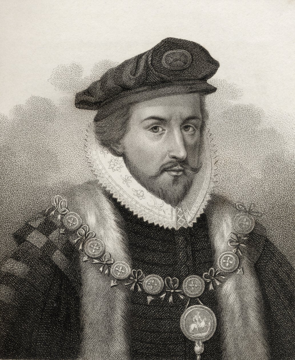 Sir Christopher Hatton, graveret af Bocquet, illustration fra 