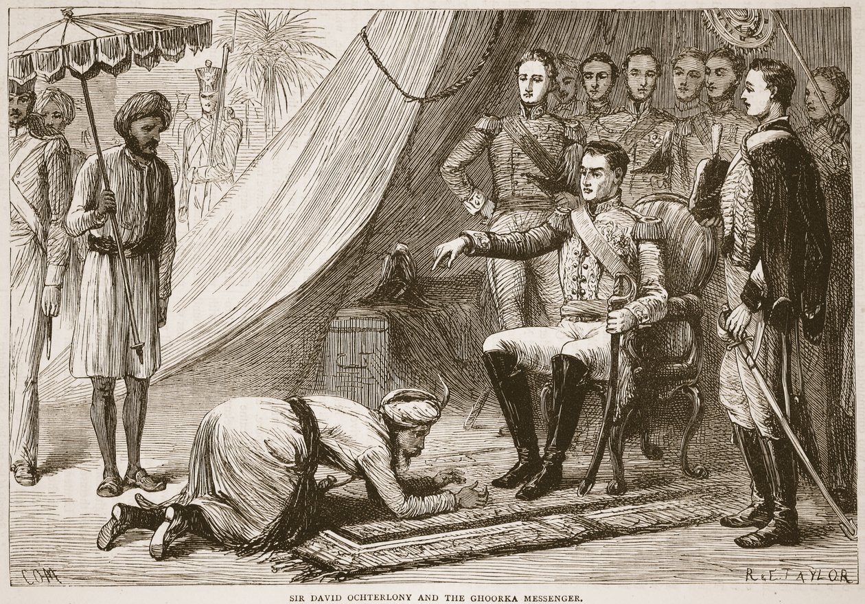 Sir David Ochterlony and the Ghurka messenger, illustration fra Cassell