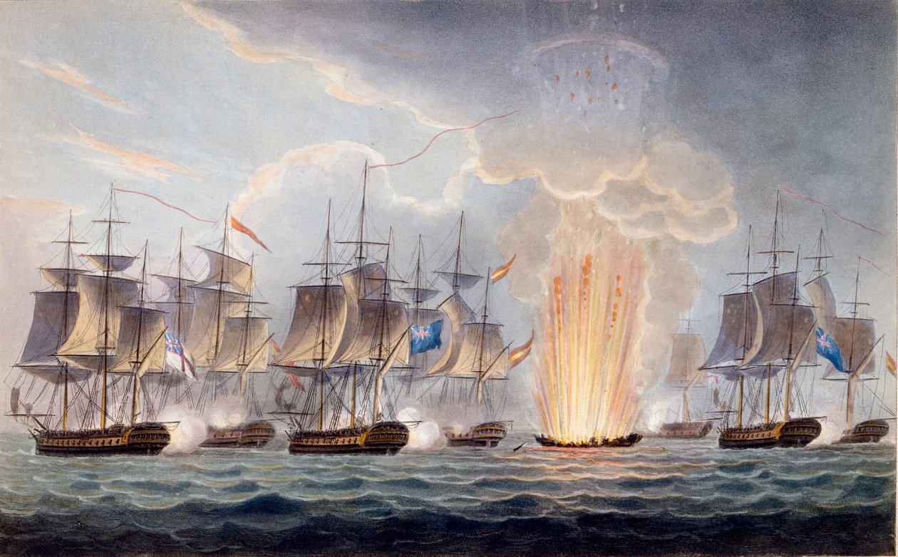 Sir Graham Moores Action ud for Cape St. Mary, 5. oktober 1804, fra The Naval Chronology of Great Britain, af J. Ralfe af English School