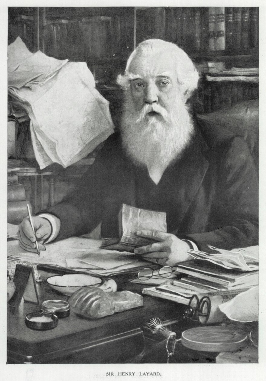 Sir Henry Layard (litografi) af English School