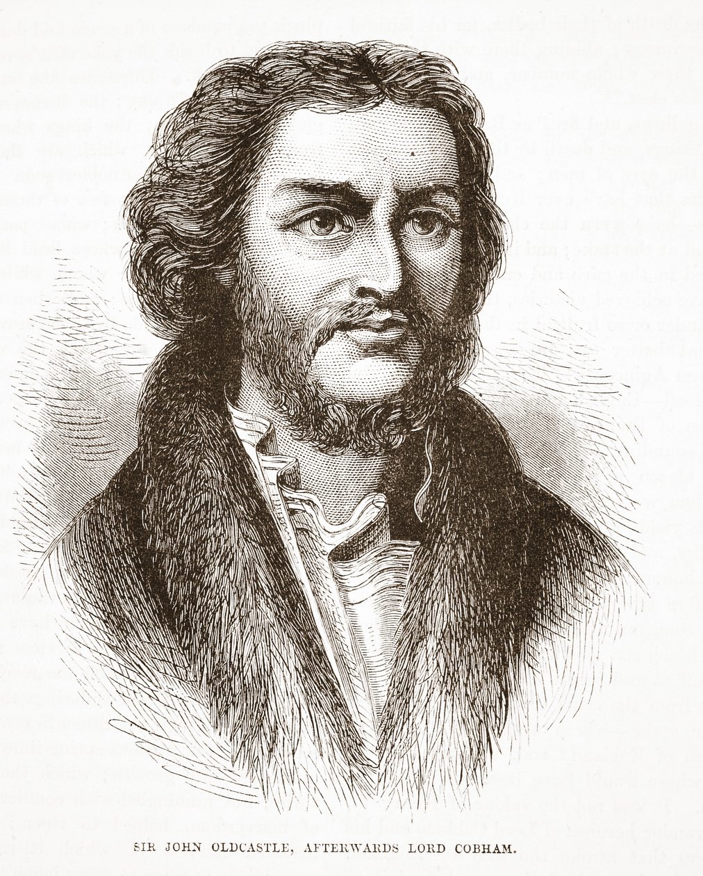 Sir John Oldcastle, bagefter Lord Cobham, illustration fra The History of Protestantism af James Aitken Wylie (1808-1890), pub. 1878 af English School