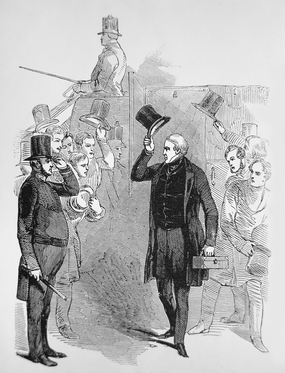 Sir Robert Peel ankommer til Underhuset, hyldet af en 