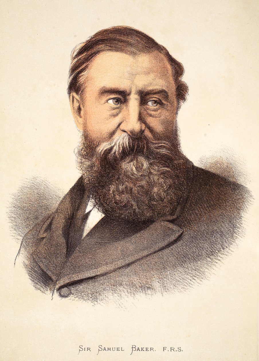 Sir Samuel Baker, illustration fra The Pictorial Edition of the Life and Discoveries of David Livingstone af J. Ewing Richie, pub. af A. Fullarton & Co., 1876 af English School