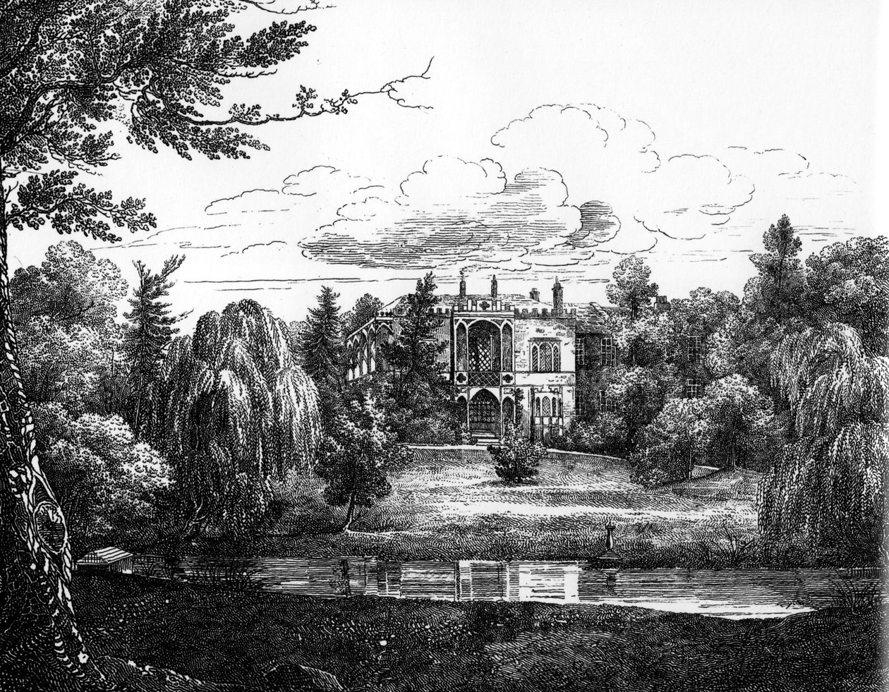 Skitse af Greenbank House, Liverpool af English School