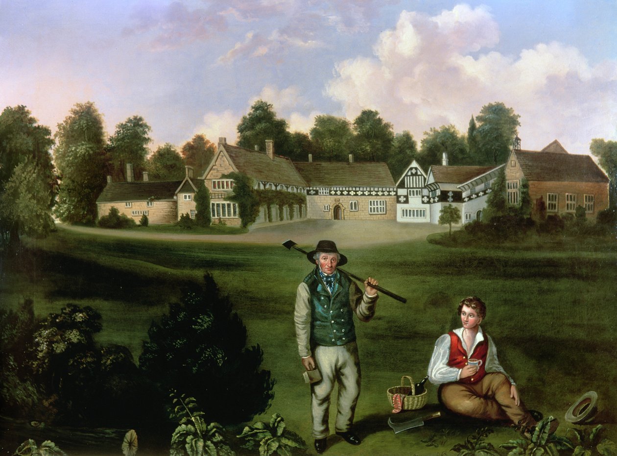 Smithills Hall fra syd, 1820 af English School