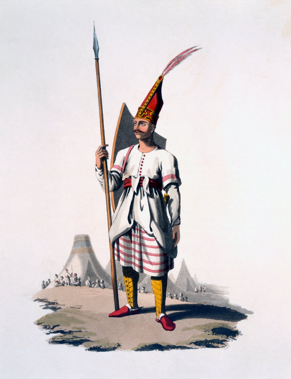 Soldat af Albanien, en infanterist fra den osmanniske hær, 1818 (farvet akvatint) af English School