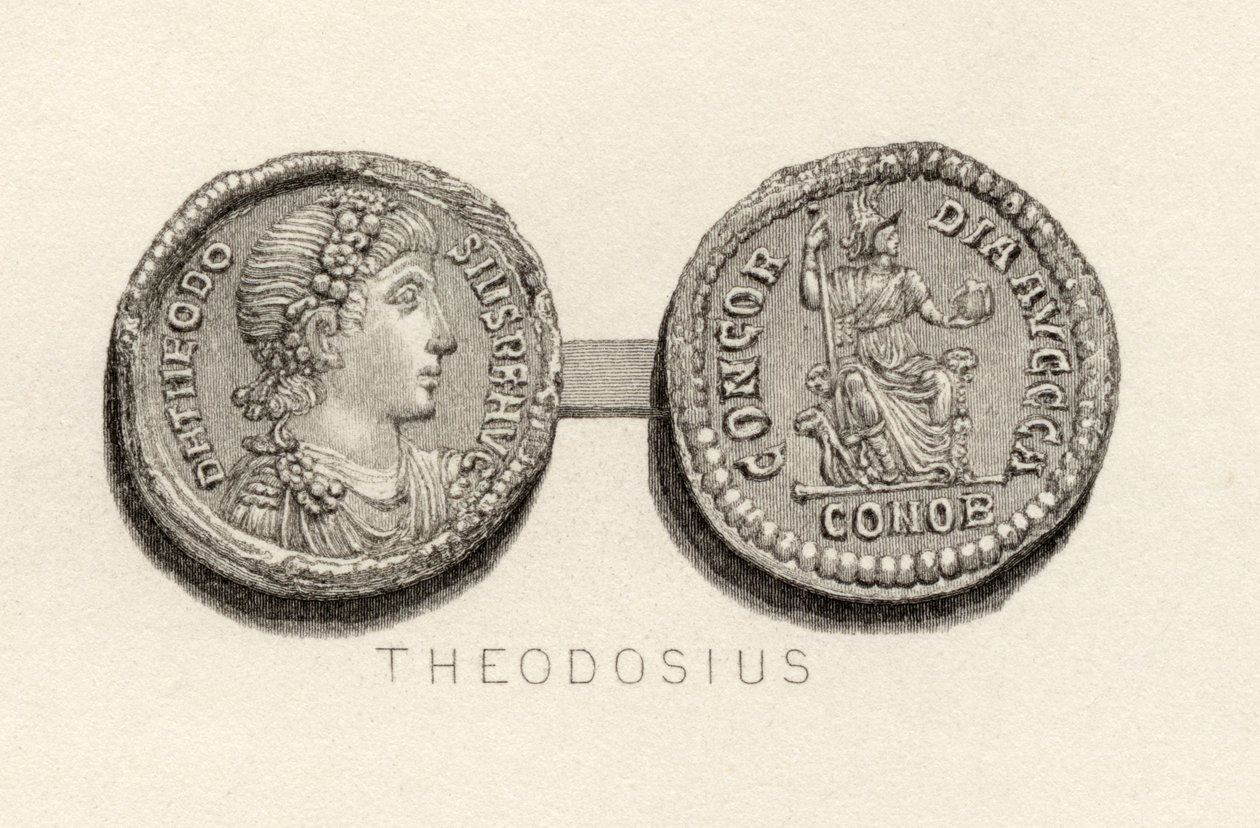 Solidus mønt fra Theodosius den Stores tid af English School