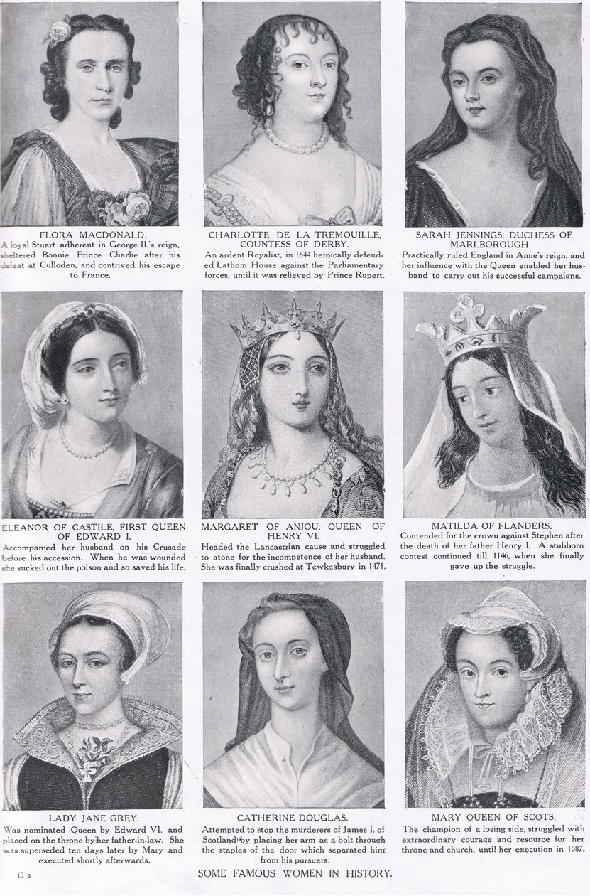Some Famous Women in History, illustration fra Hutchinsons History of the Nations, ca. 1910 af English School