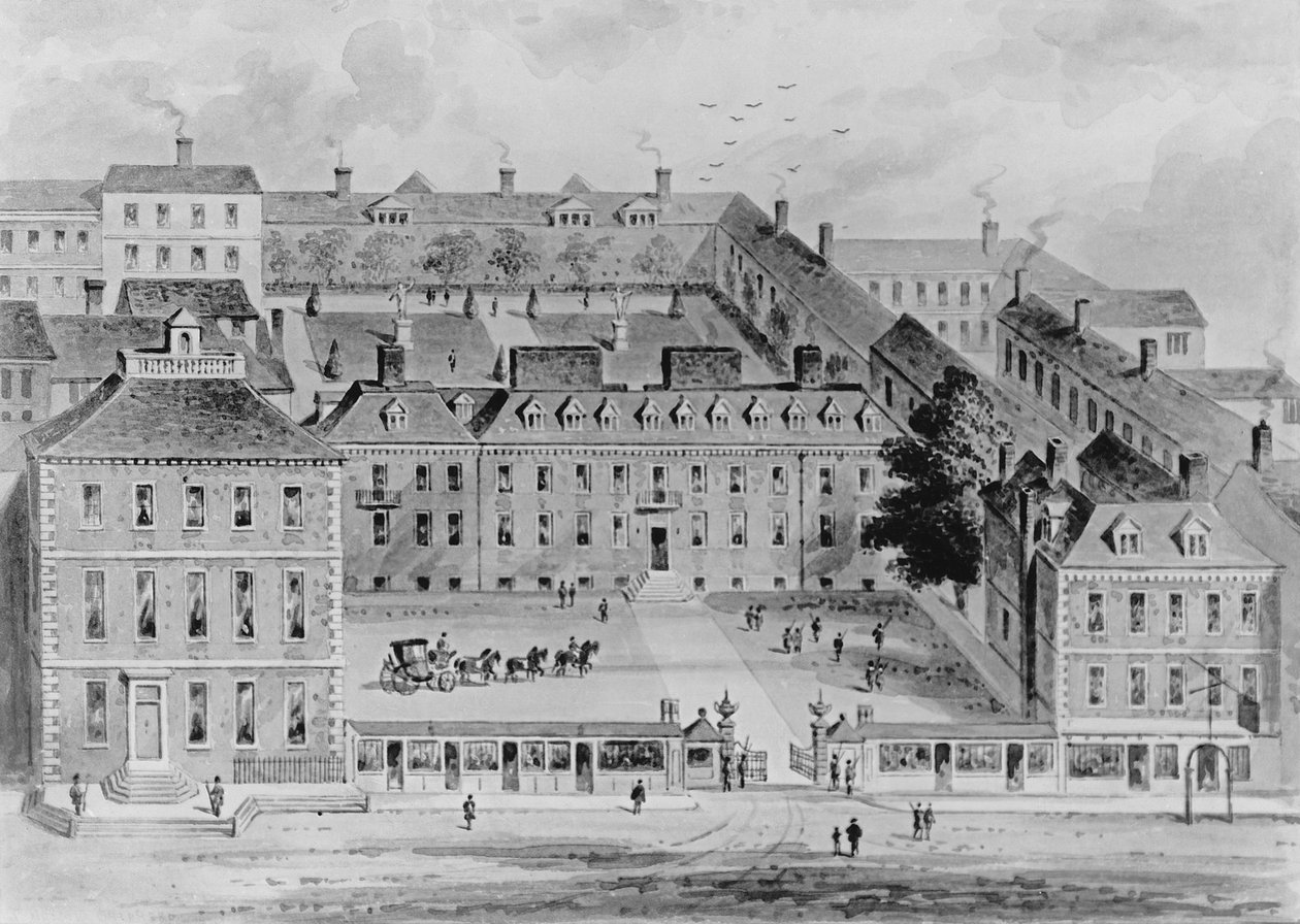 Sydfronten af Leicester House, ca. 1720 af English School