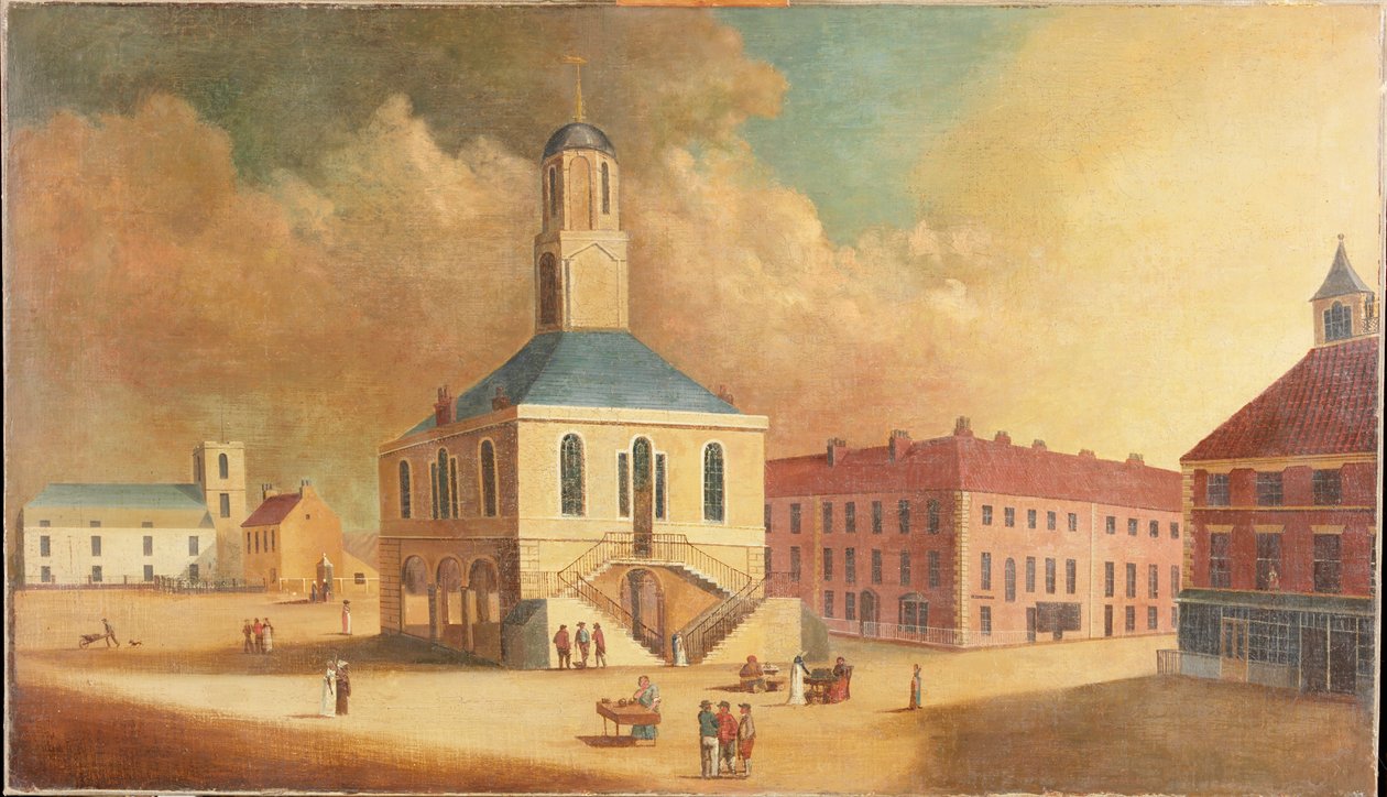 South Shields Market Place, ca. 1800 af English School