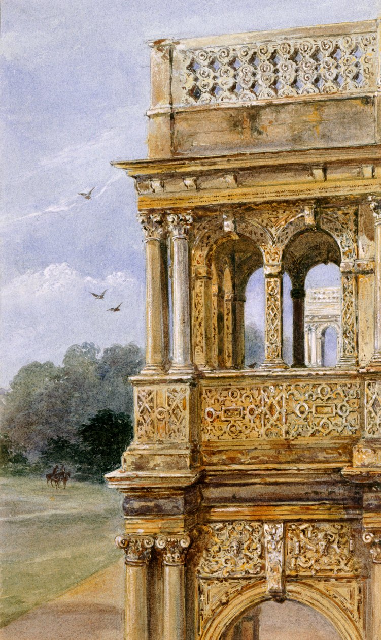 South veranda, Audley End House, slutningen af det 19. århundrede (akvarel på papir) af English School