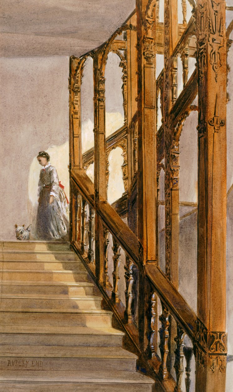 Sydtrappe, Audley End House, slutningen af det 19. århundrede (akvarel på papir) af English School