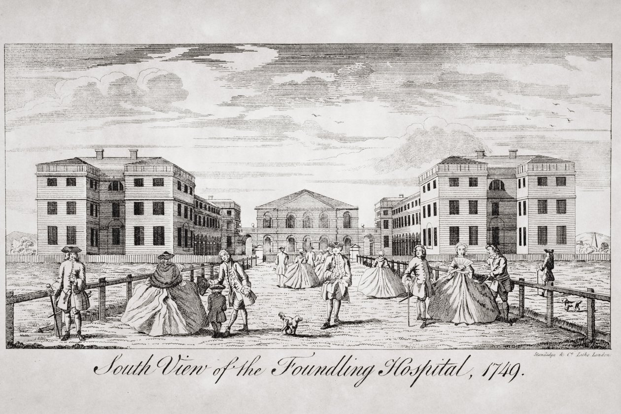 Sydlig udsigt over Foundling Hospital, London, 1749 af English School