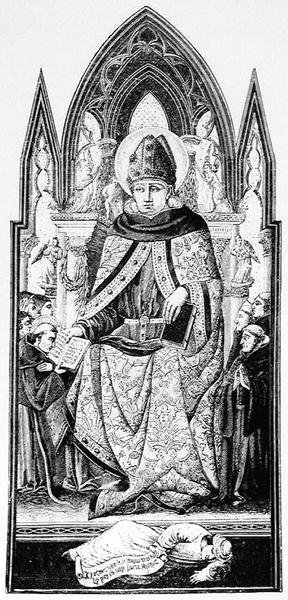 St. Augustine, biskop af Hippo, illustration fra videnskab og litteratur fra middelalderen og renæssancen, skrevet og indgraveret af Paul Lacroix, 1878 af English School