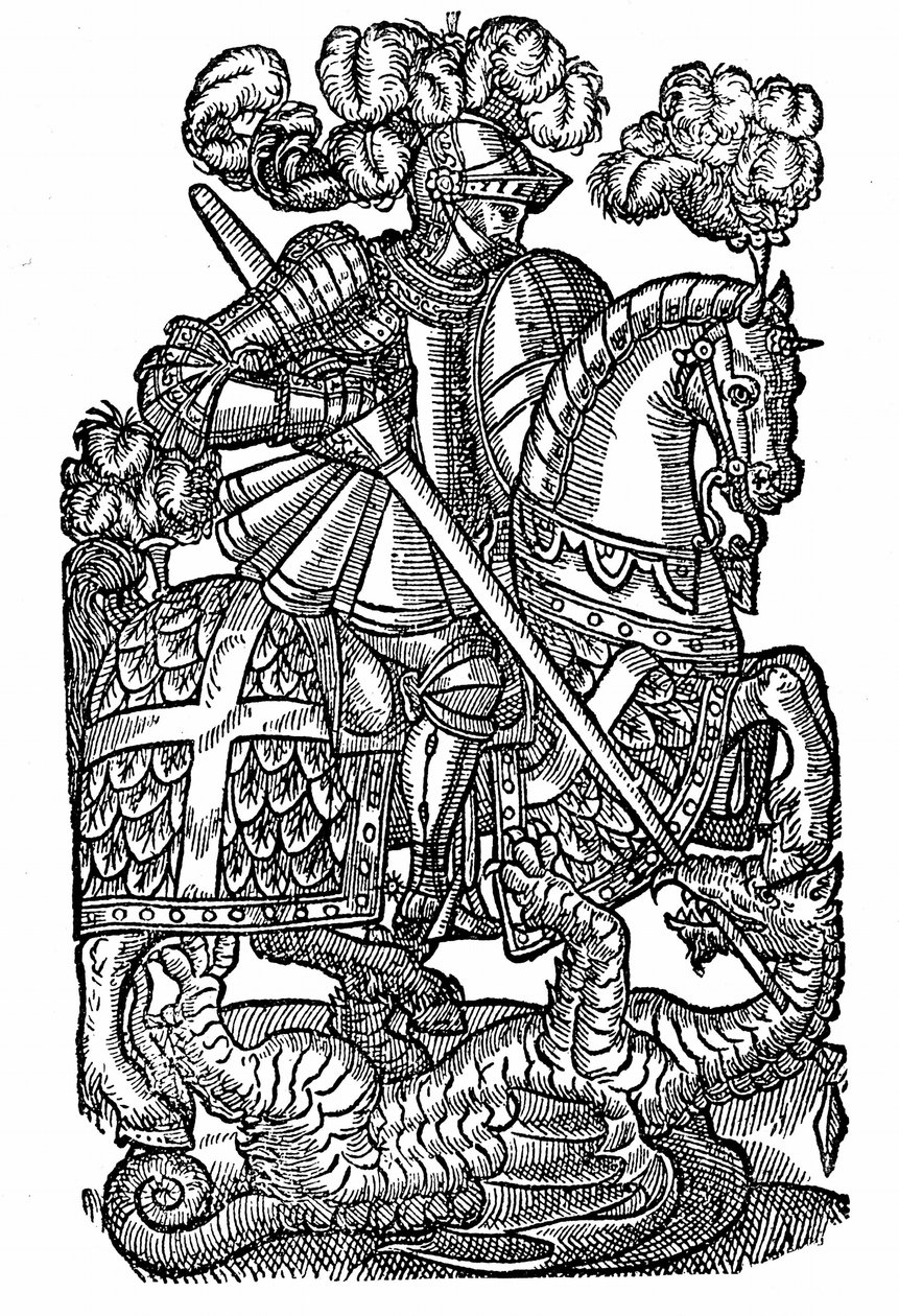 Sankt Georg (d. ca. 303), ridderen af det røde kors, der dræber dragen af English School