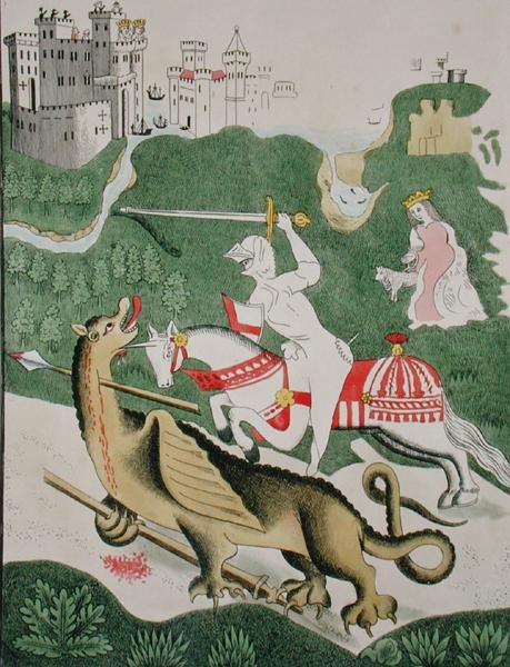 St. George med dragen, fra Treenighedens Kapel i Stratford Upon Avon, Warwickshire af English School