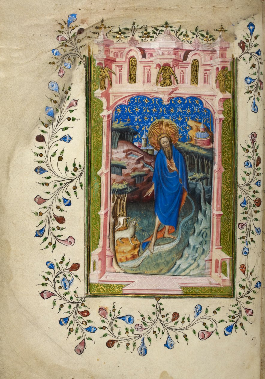 Johannes Døberen, med Agnus Dei 1405-10 (farve på pergament) af English School