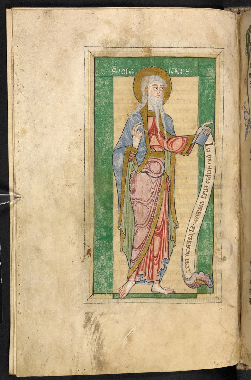 St John med en ramme i grøn (vellum) af English School