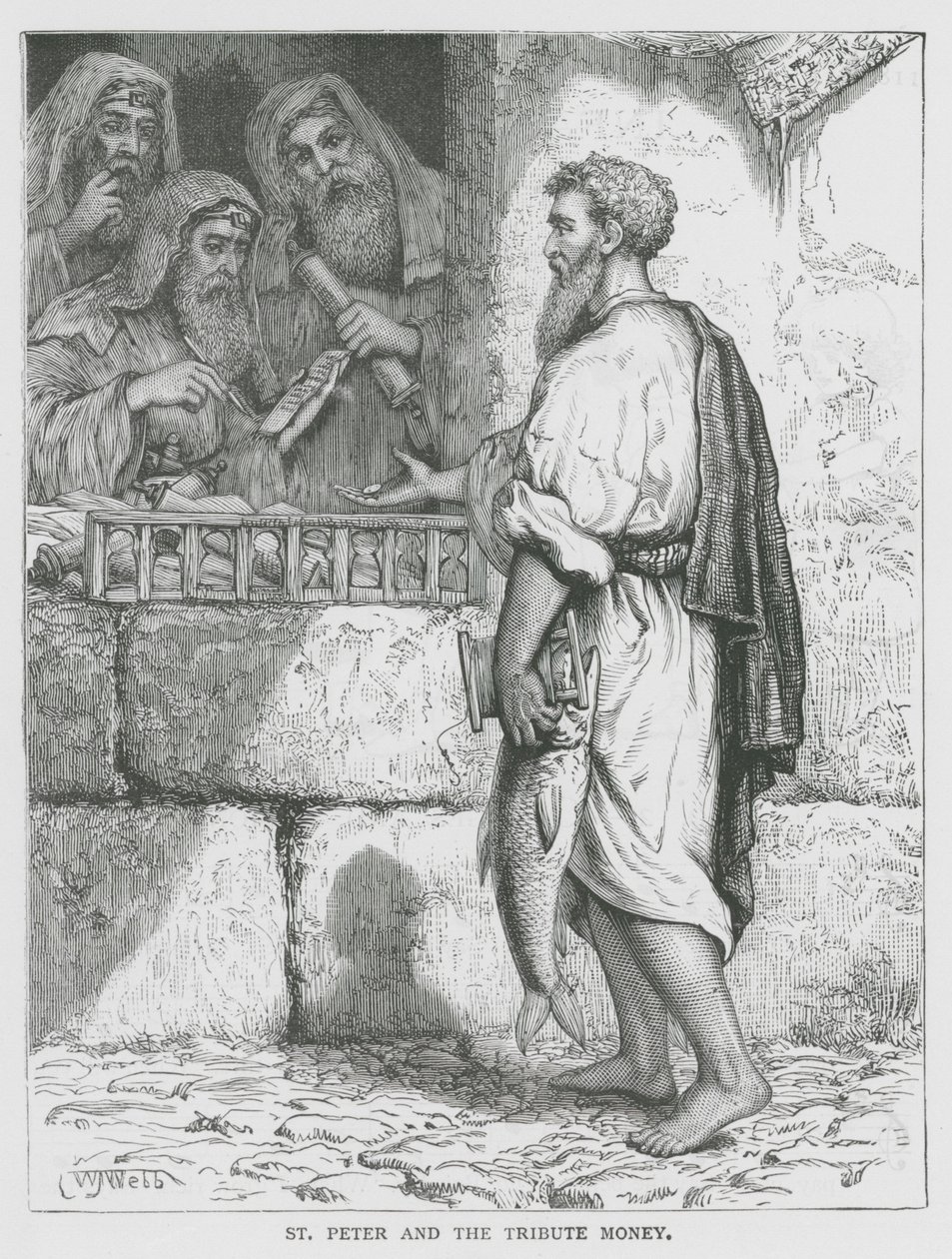 Sankt Peter og hyldestpengene (gravering) af English School
