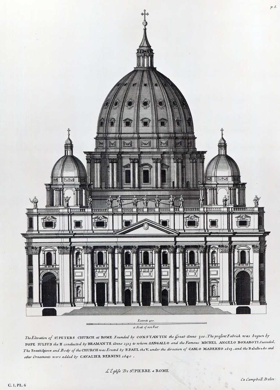 St. Peters, Rom, graveret af C. Campbell af English School