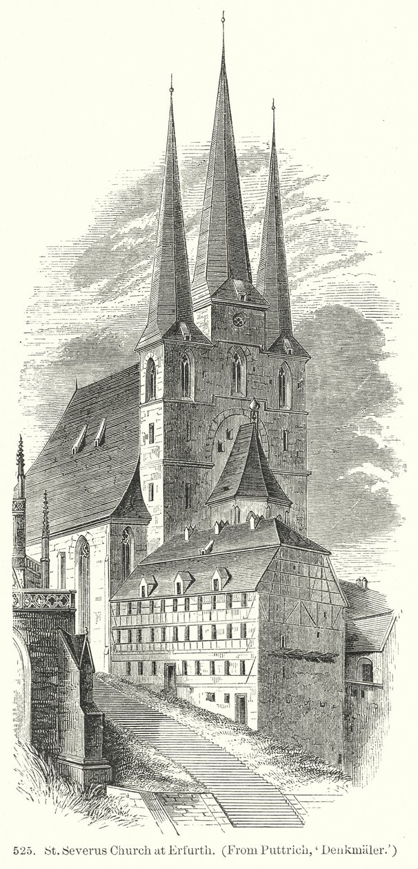 Severus-kirken i Erfurth (kobberstik) af English School