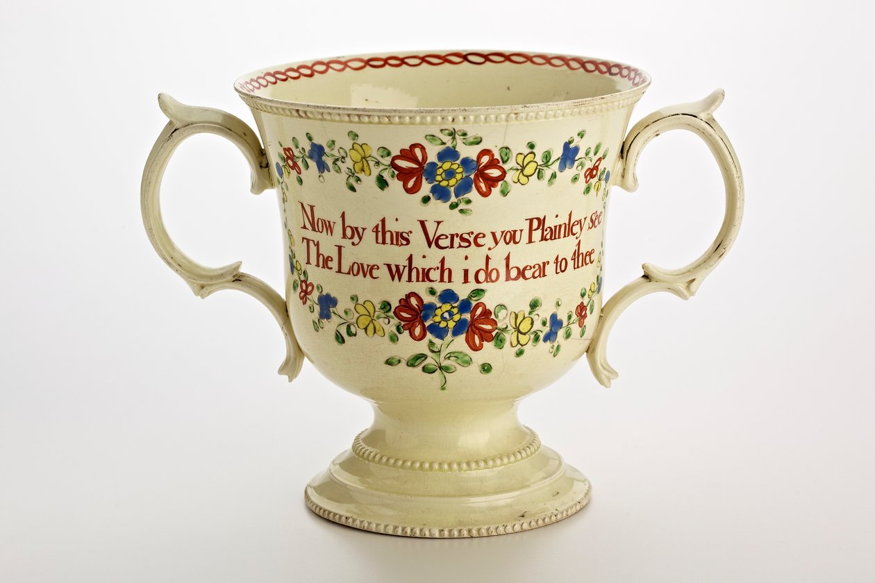 Staffordshire kærlig kop, 1774 (cremeware) af English School
